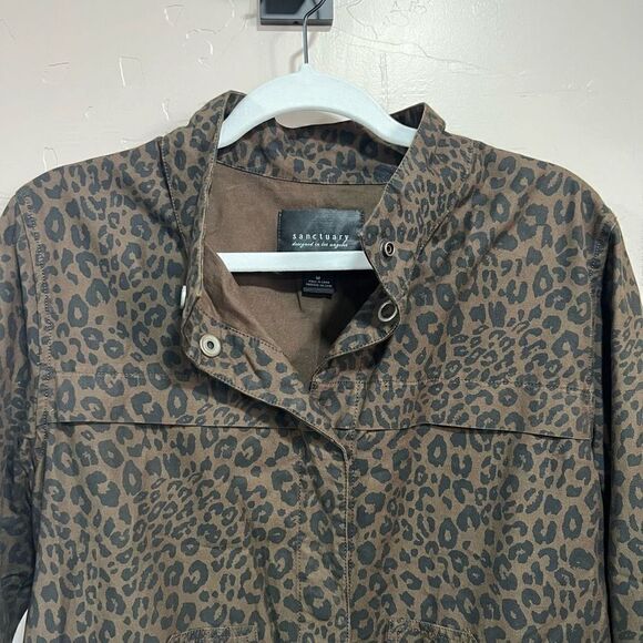 Sanctuary Drawstring Hem Leopard Jacket Medium - Picture 2 of 9